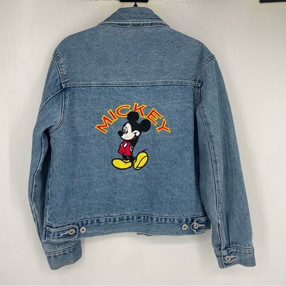 Disney Mickey Mouse Embroidered Denim Trucker Jacket Womens Medium Vintage 90s - Picture 1 of 4